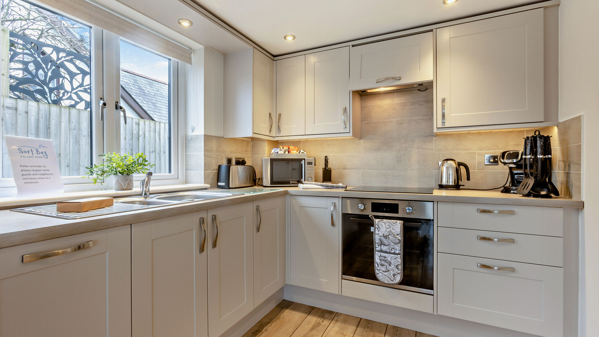 kitchen at Sandymere holiday aparment in westward Ho!