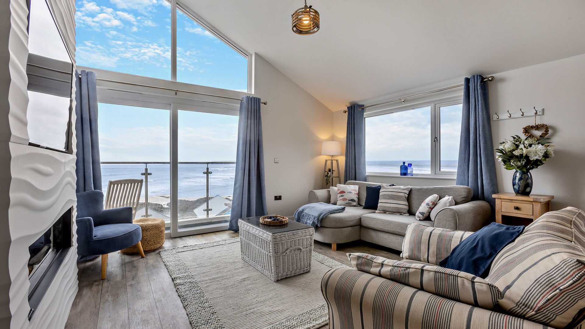 living room at waterfron apartment in westward ho!