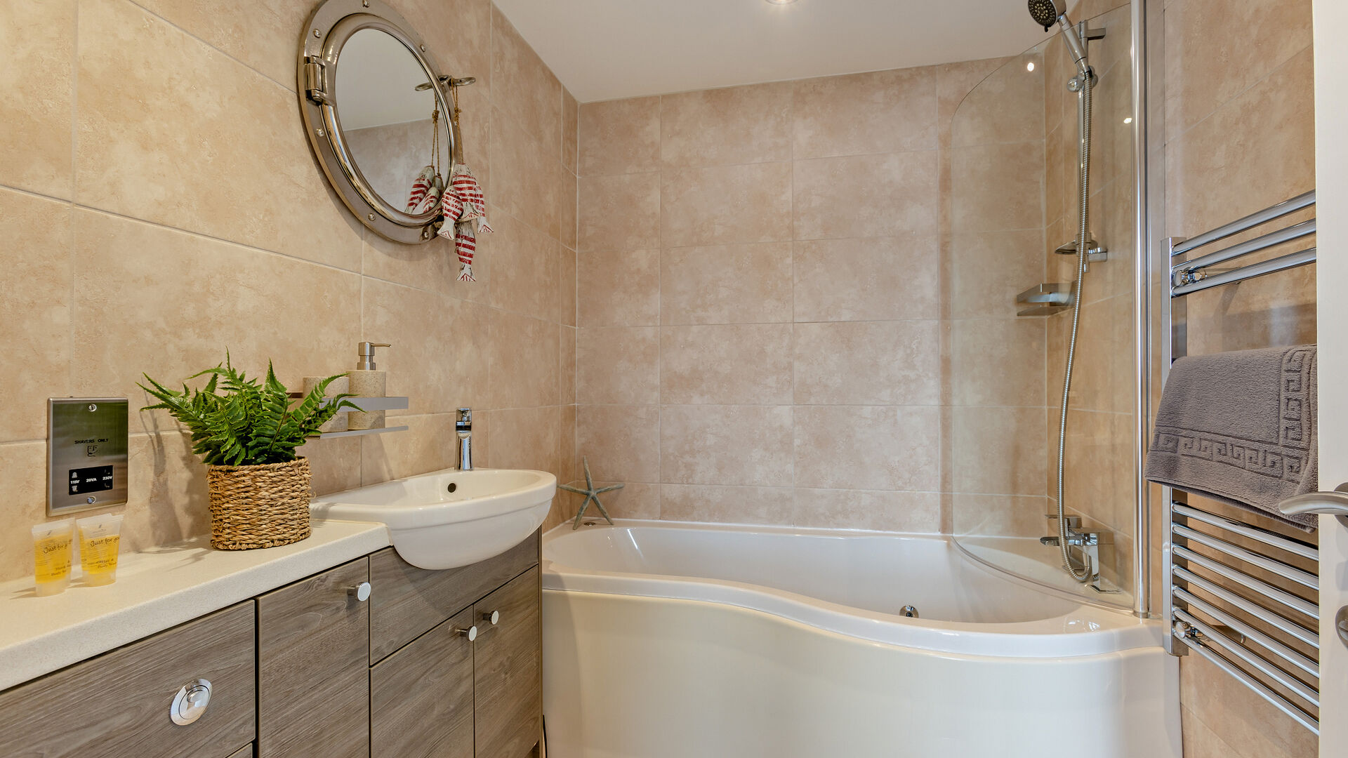 luxury bathroom at our beachside apartments