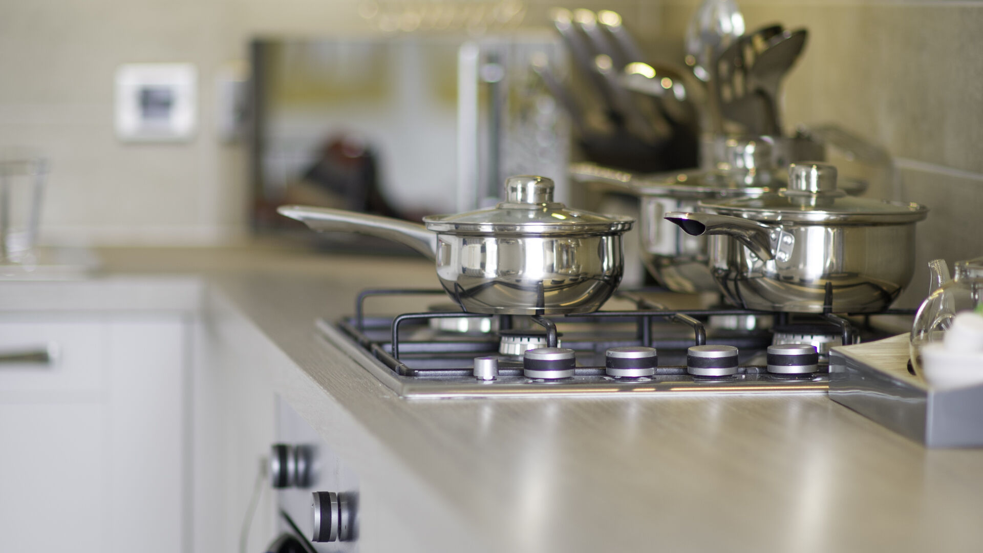 in the kitchen at the Waterside Apartment