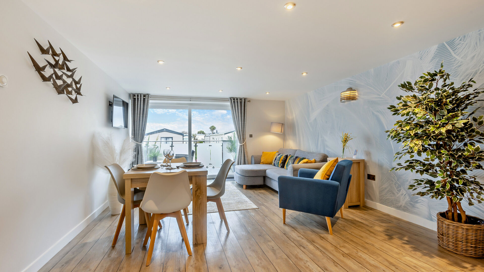 open plan living area at Sandymere apartment