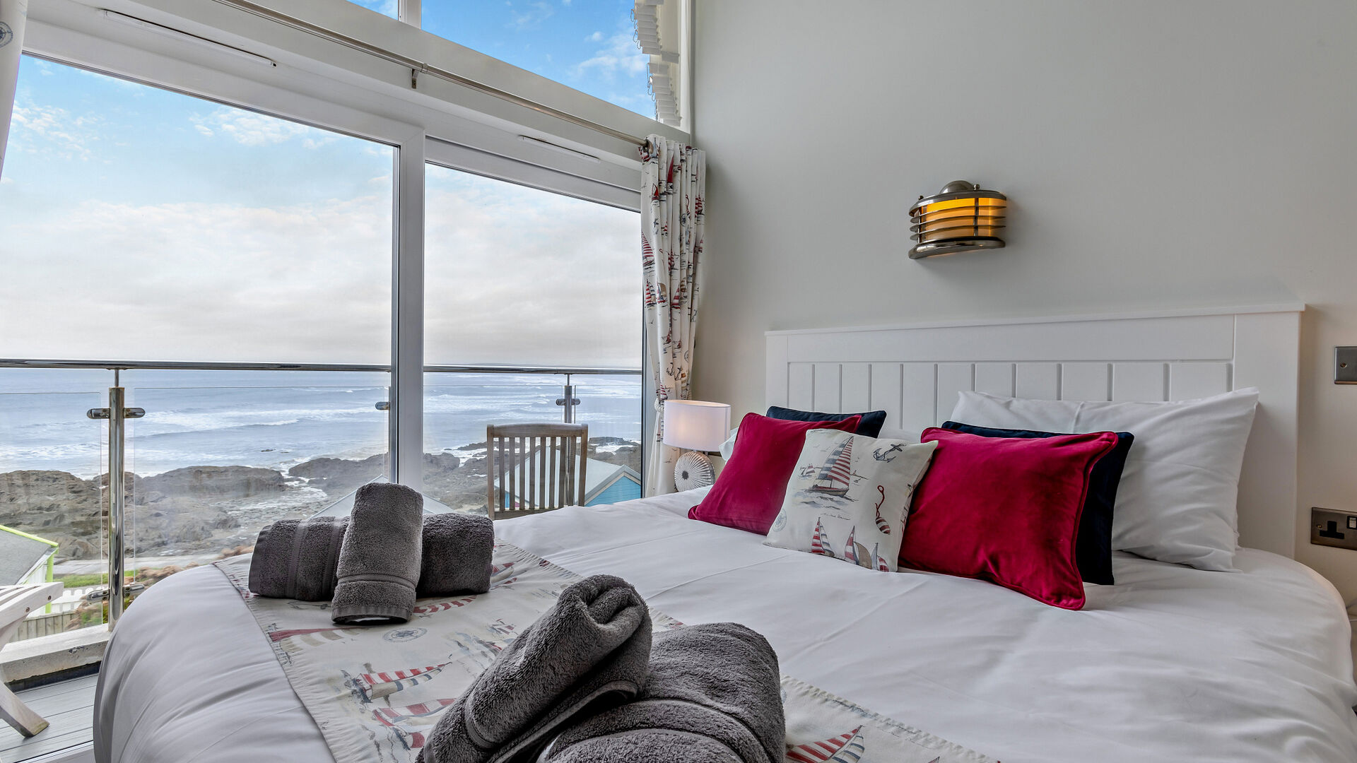 bedroom with beachside views at the waterfront apartment westward ho