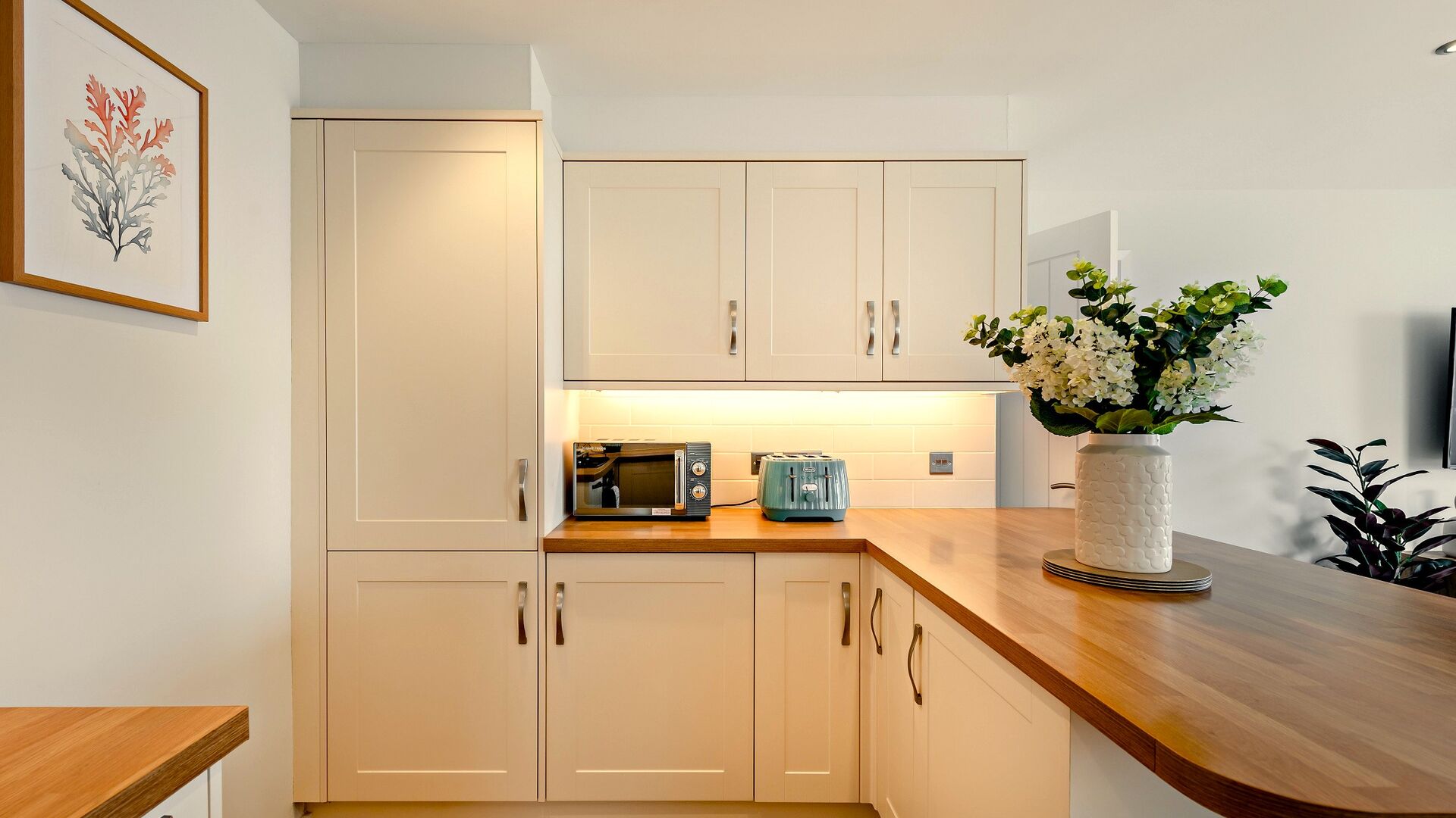 in the kitchen at Waters edge apartment